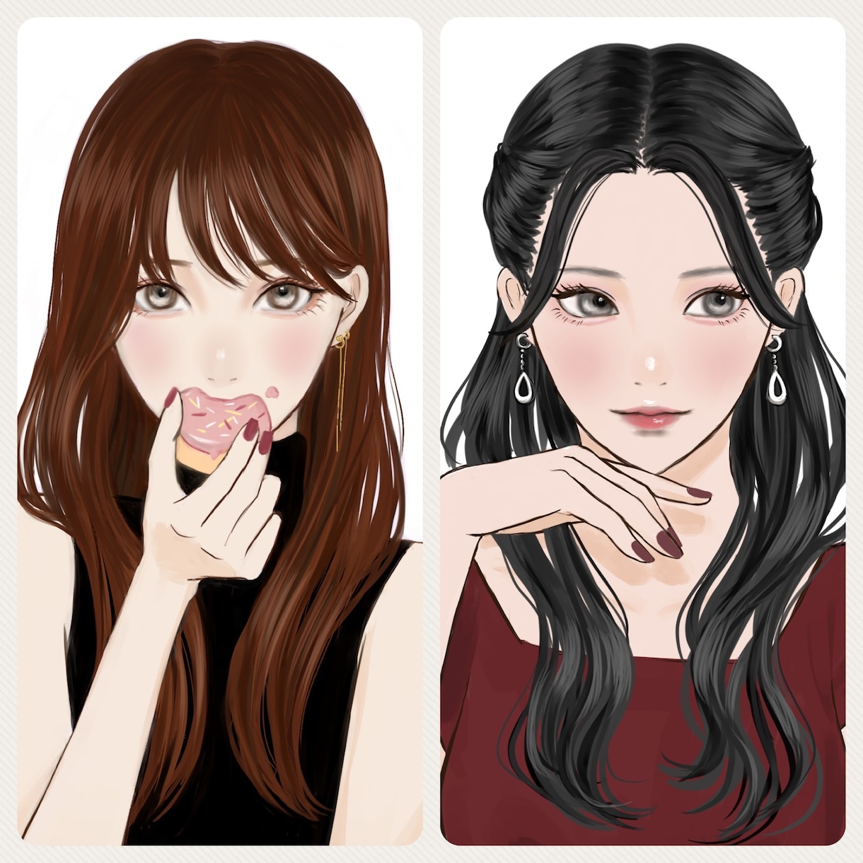 オシャレ大人可愛いアイコン、イラスト作成します 小物無料！色々な場面でお使いください イメージ1