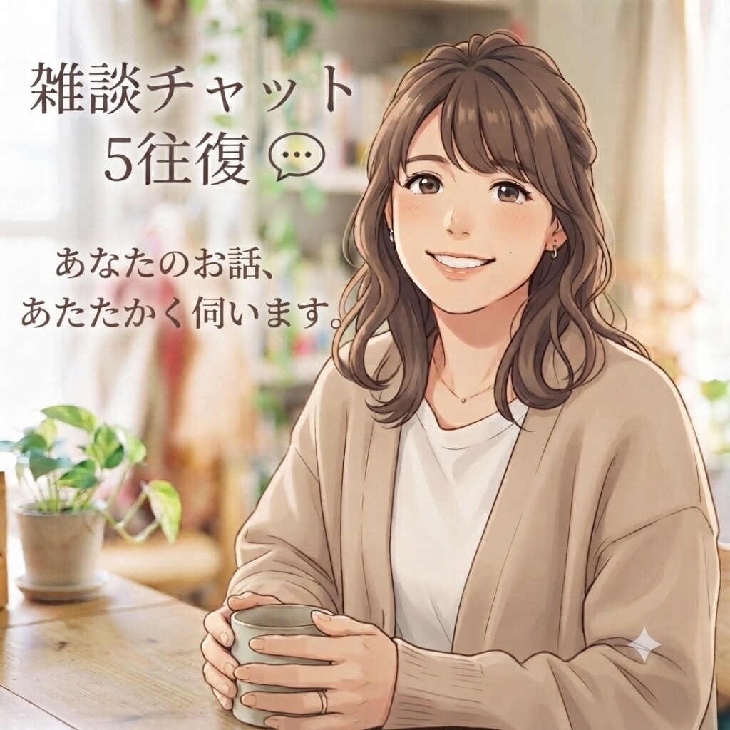 おしゃべりチャット5往復◎気軽に話し相手になります ５往復⭐短いメッセージ・気分転換・近況報告・話し相手 イメージ1
