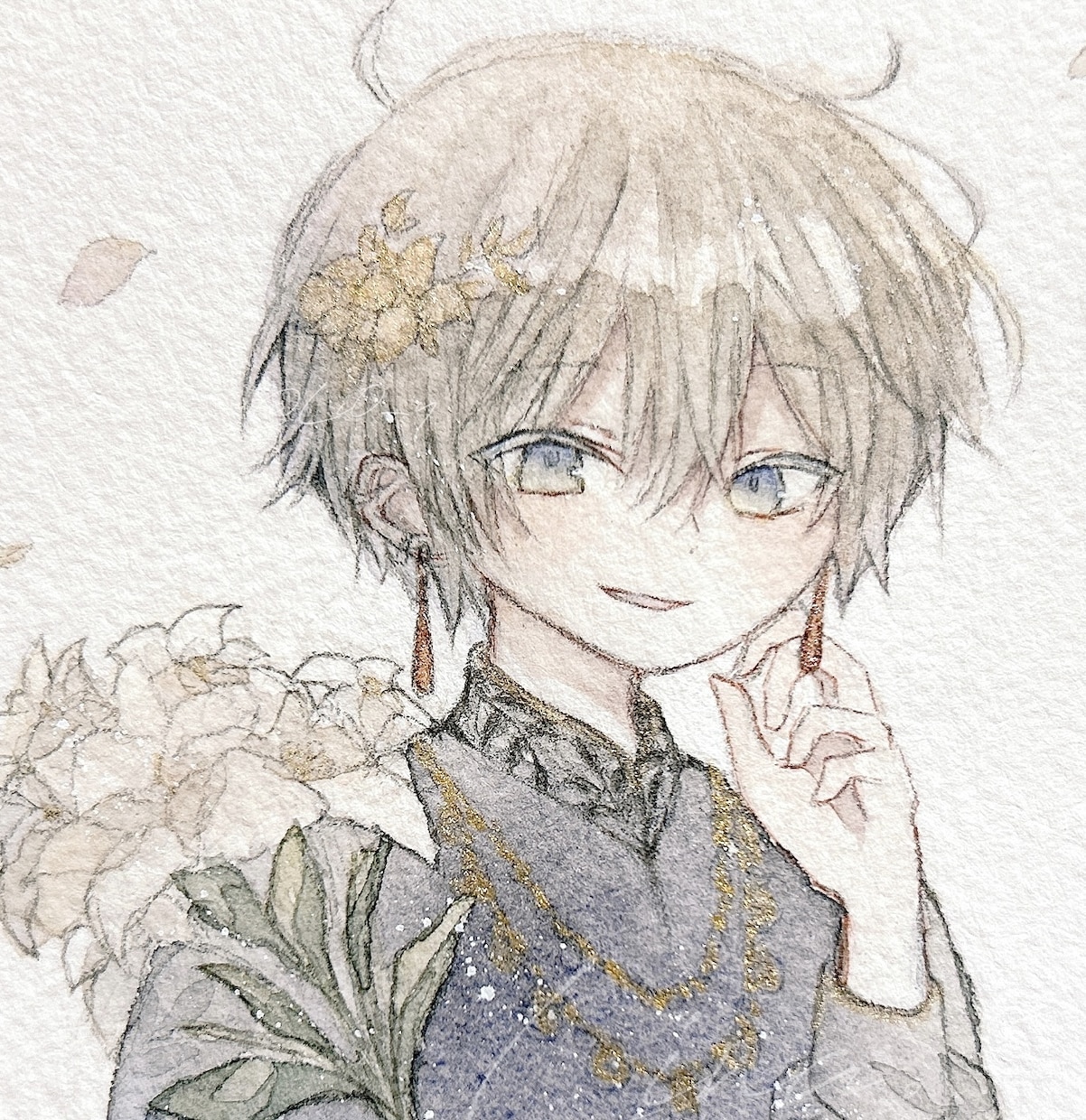 アナログの透明水彩を使ったSNSアイコンを描きます 淡く儚い雰囲気から濃く深い世界観まで水彩で表現します。 イメージ3
