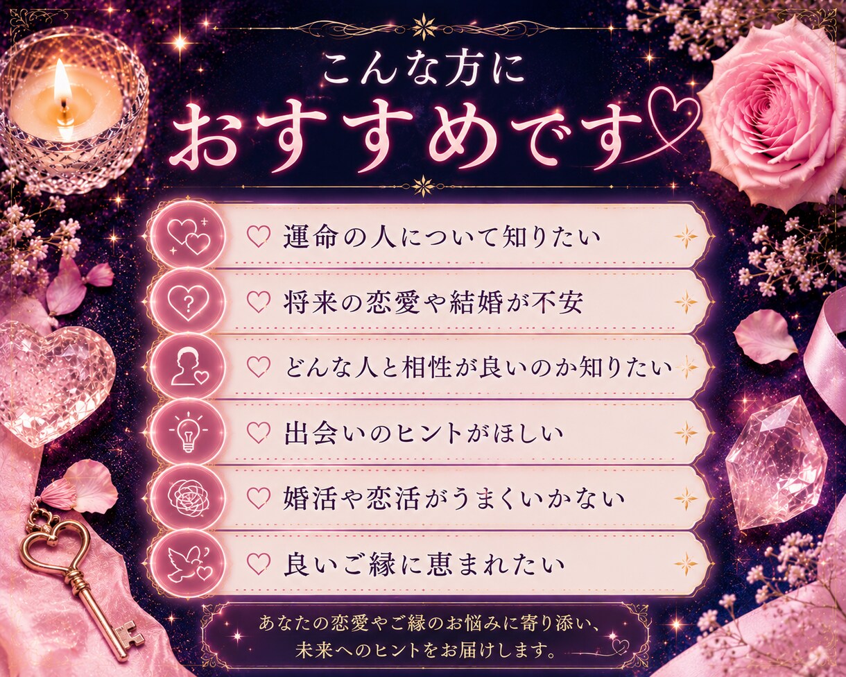 恋愛占い｜出会い♡運命の人を占います どんな人？いつ頃ご縁が動く？結婚の可能性まで イメージ3