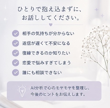 恋愛や相手の気持ちを分析します AI分析で恋愛の不安を優しく整理 イメージ2