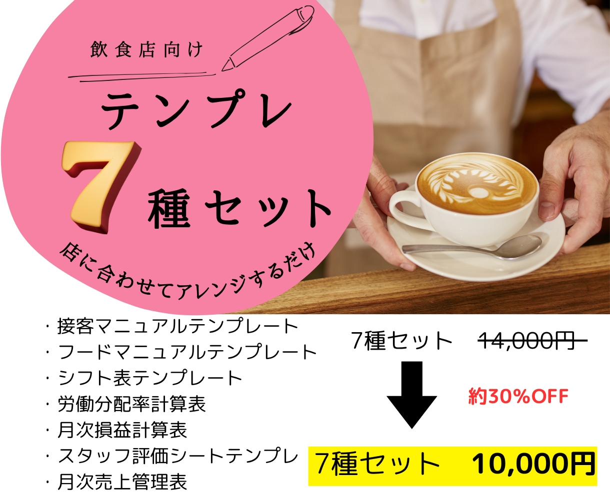 飲食店経営向け　テンプレートまとめ売りします マニュアル、管理表のテンプレート　７種類になります イメージ1