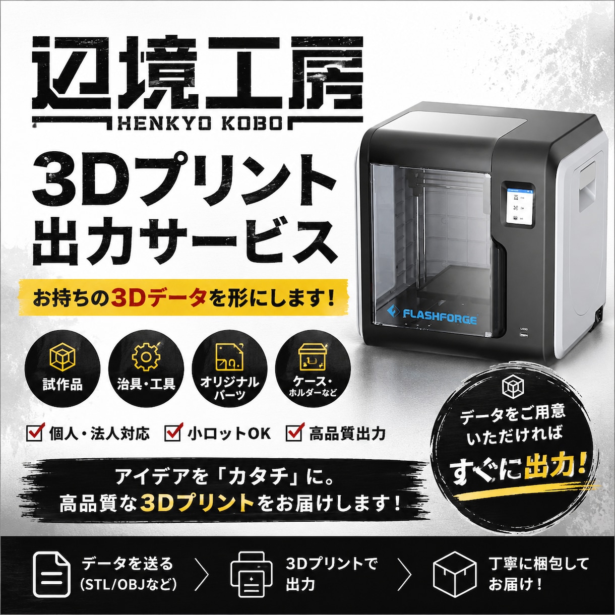 3Dプリント代行をいたします 試作品やパーツ、小物などを辺境より製作いたします。 イメージ1
