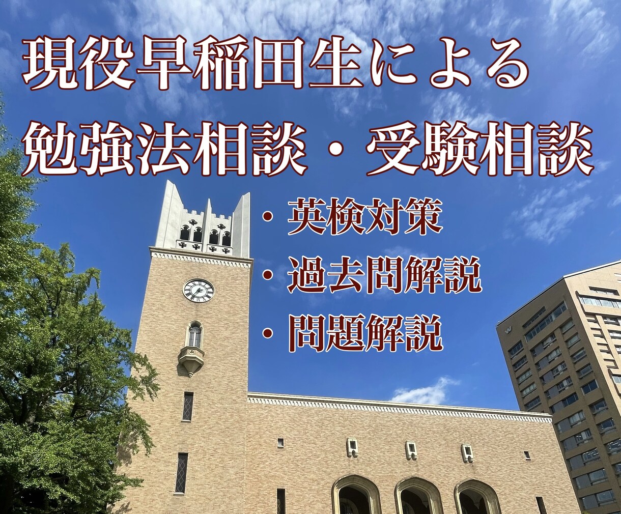 受験相談・定期テスト対策を行います 現役早稲田生が「自分に合った勉強法」を徹底コーチします！ イメージ1