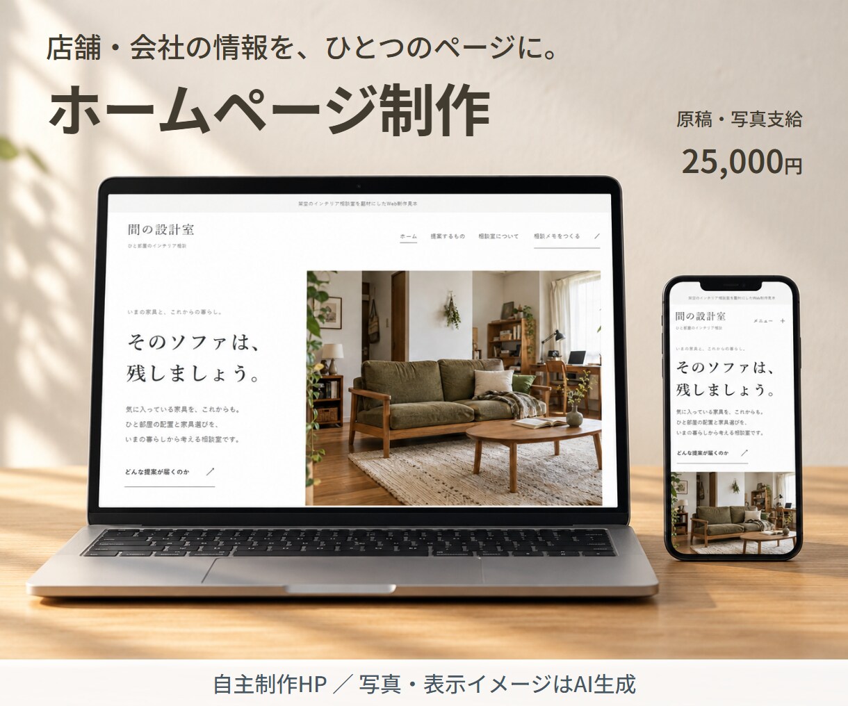 店舗・小さな会社のホームページを制作します 原稿支給25,000円｜1ページ・スマホ対応・公開込み イメージ1
