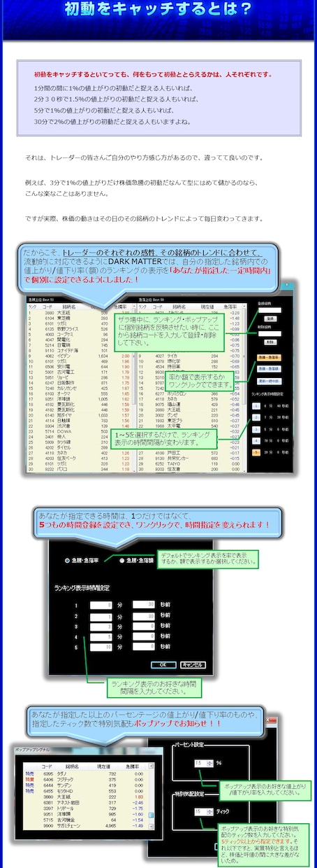 株価急騰落の初動をキャッチする株ソフトを開放します もう少し早く気づいていたら儲かったのに！機会損失からの解放！ イメージ4