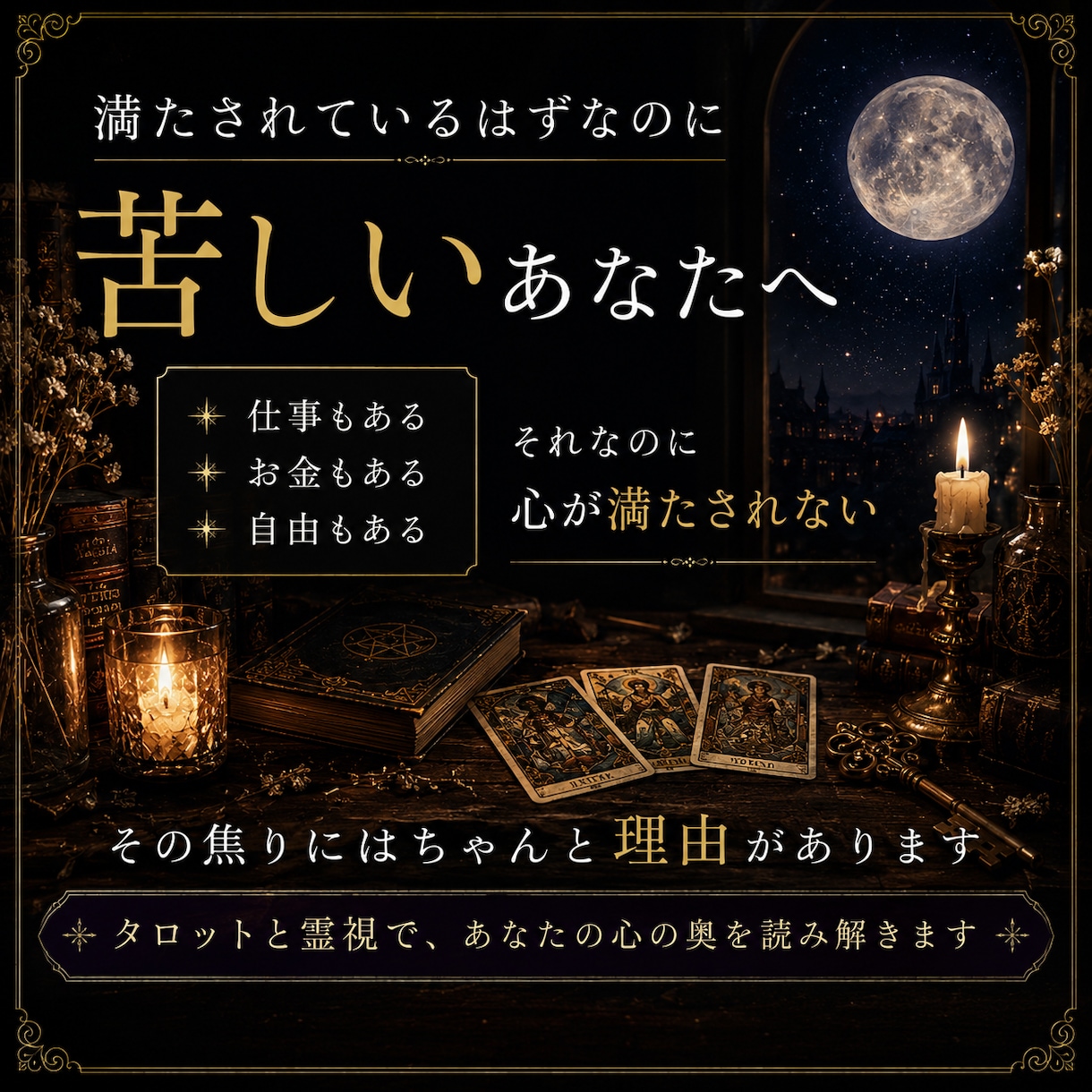 幸せなはずなのに、なぜか苦しい人を鑑定します 人生が満たされない原因をタロットと霊視で読み解きます イメージ3