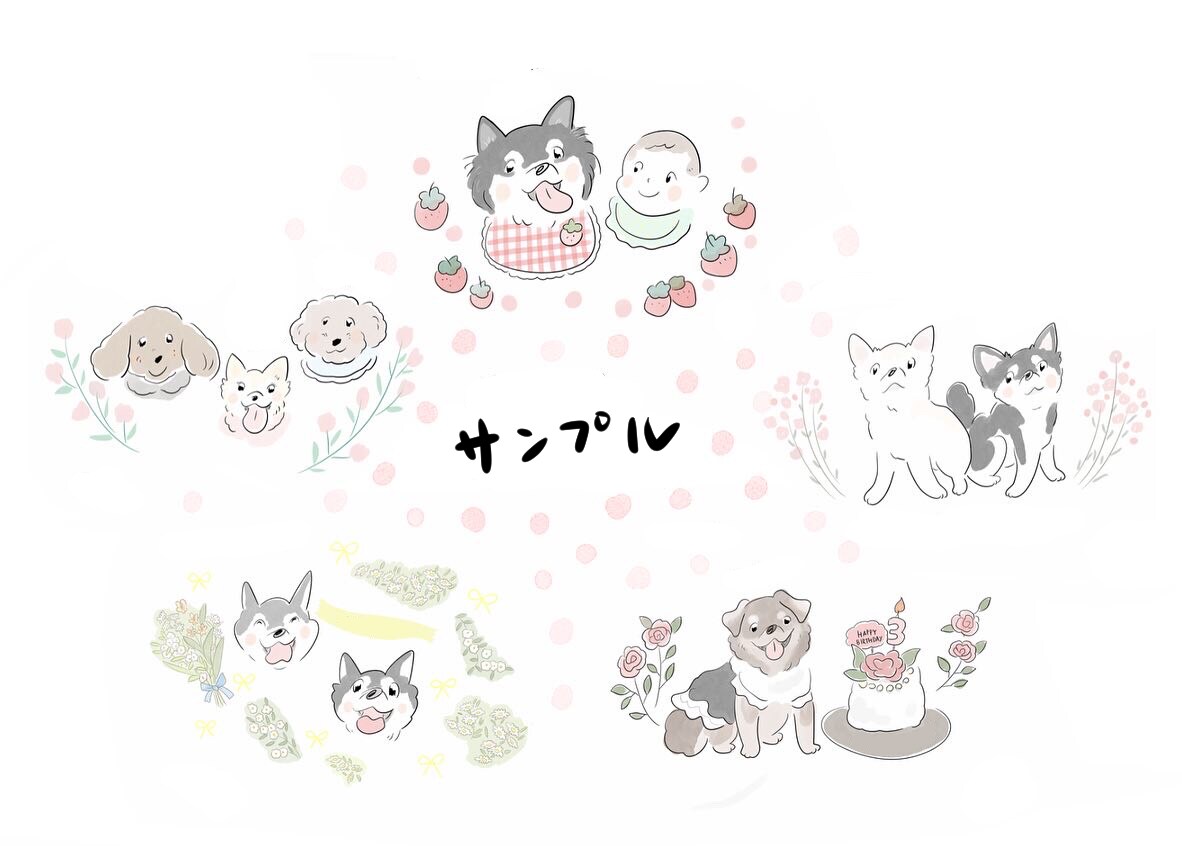 写真からシンプルな似顔絵イラスト描きます カップル、家族、友達、ペットも♪3名様まで1500円♪ イメージ6