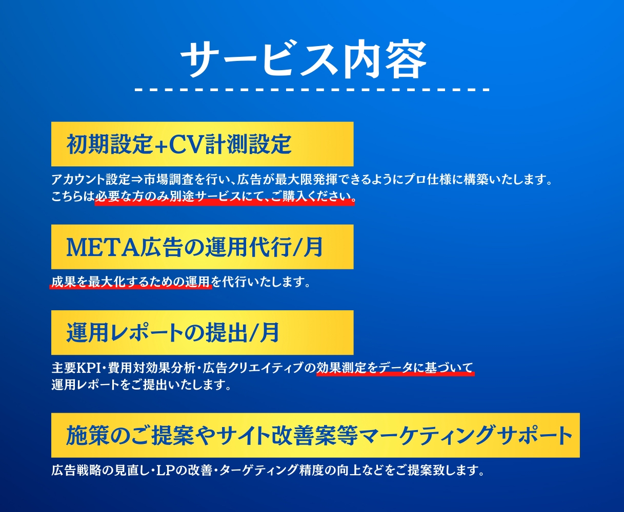 Meta広告(インスタ)運用代行１ヶ月から行います 初期設定から運用まで完全サポート致します！ イメージ3