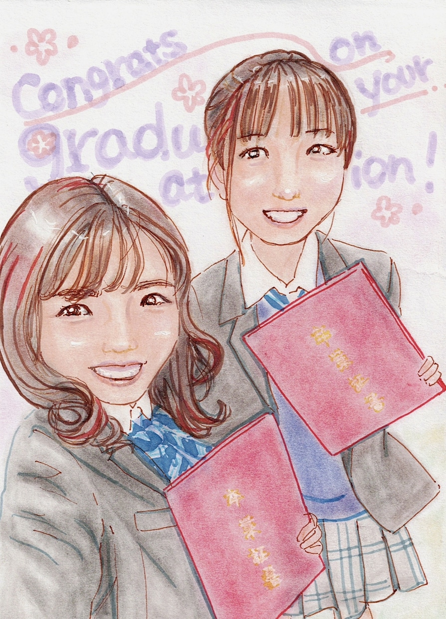 似顔絵オーダー承ります 卒業式の思い出をプレゼント！気軽に画像で送れます。 イメージ1