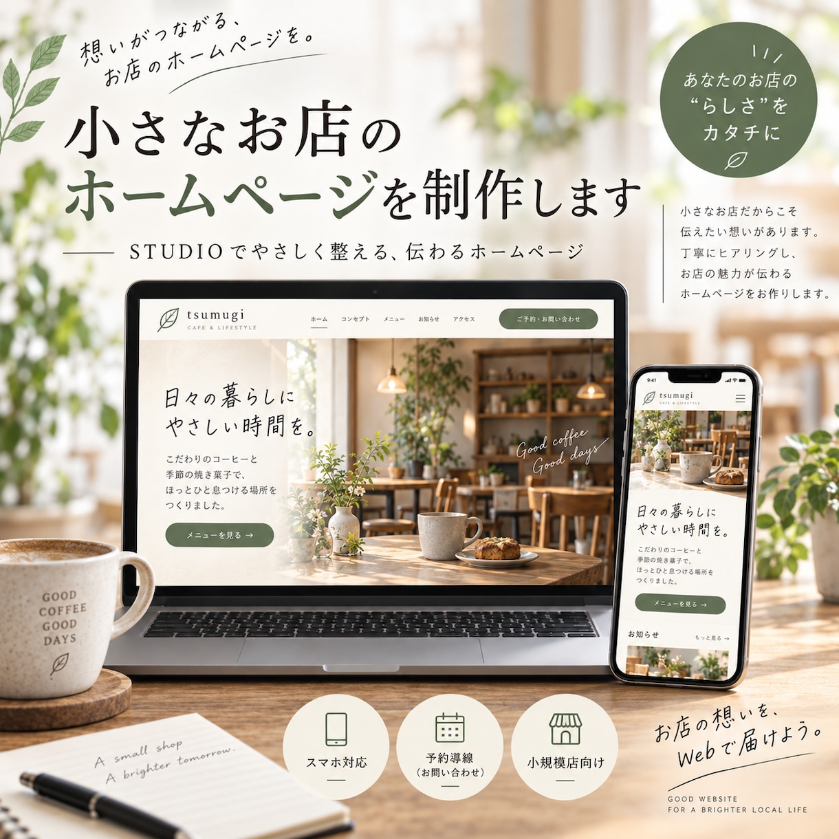 小さなお店のホームページ作ります 想いが伝わり、予約や問い合わせにつながるサイトを制作します イメージ1