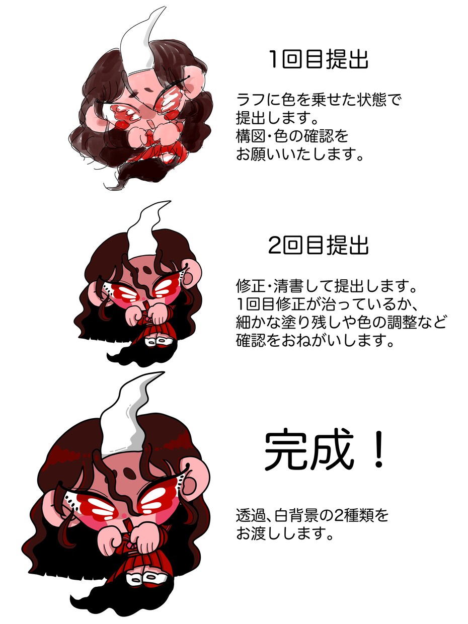 二頭身モチモチデフォルメ描きます アイコン、動画、ステッカーなどのグッズにも！モチモチです！ イメージ2