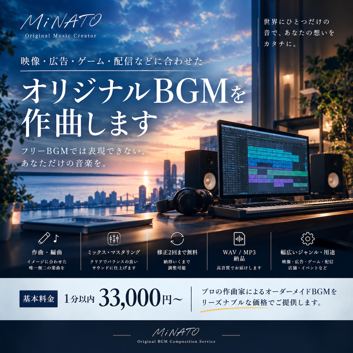 映像・CM・ゲームなどオリジナルBGMを作曲します プロの作曲家によるBGMをリーズナブルな価格で制作 イメージ1