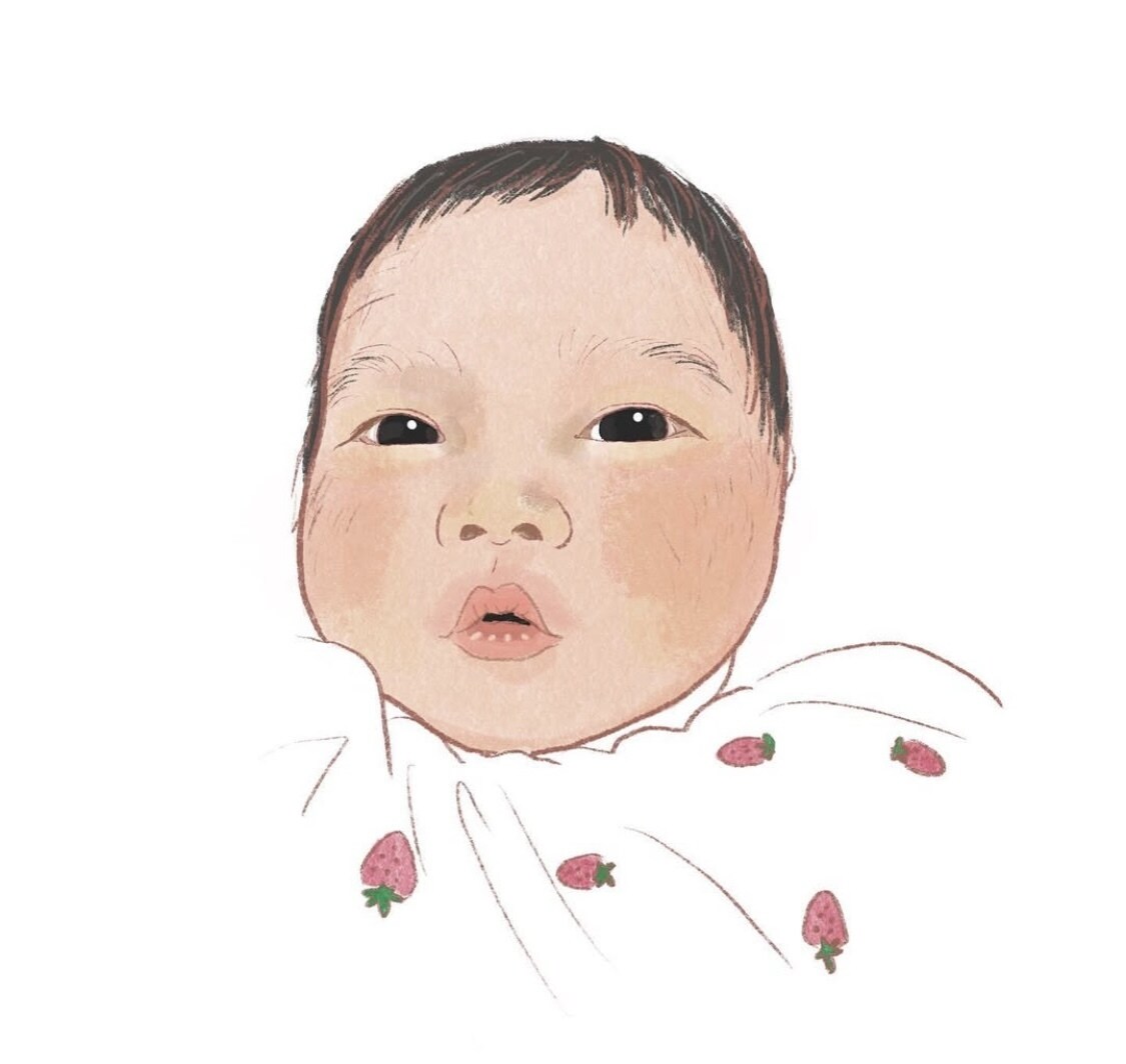 かけがえのない、毎日の成長を似顔絵にします 赤ちゃん、お子様の可愛らしいお顔を鮮やかな色彩で描きます。 イメージ1