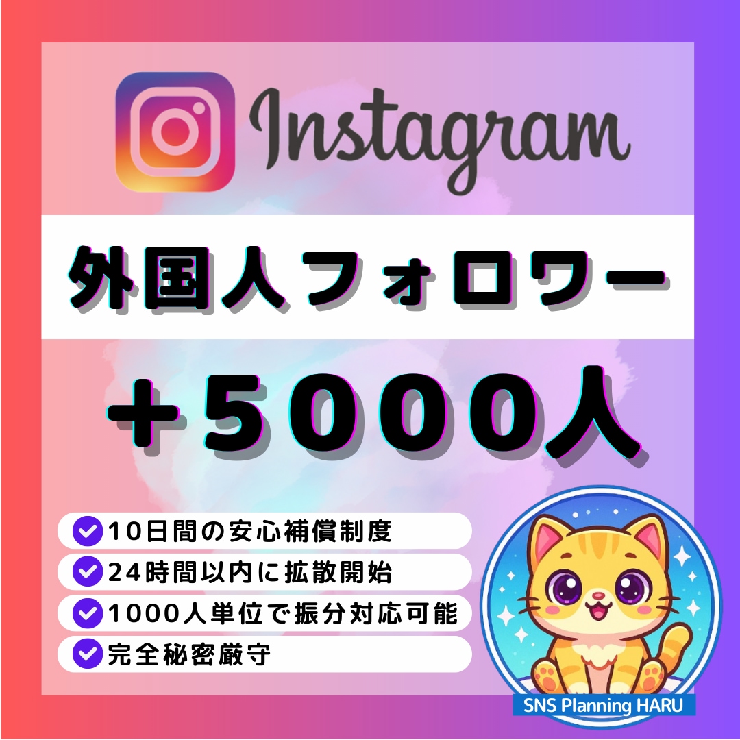 Instagramフォロワー＋5000人増やします ✅Instagram外国人フォロワー5000人増加◆振分可能 イメージ1