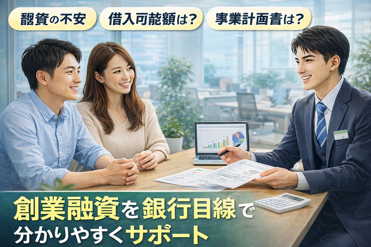 創業融資・開業資金の相談を銀行目線でサポートします 銀行目線で創業融資の審査ポイントを解説！ イメージ1