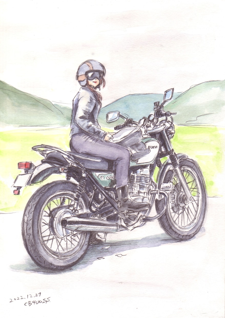 バイク、及び人物の水彩イラストを作成いたします 大切な愛車との思い出を淡い水彩イラストで残してみませんか？ イメージ4
