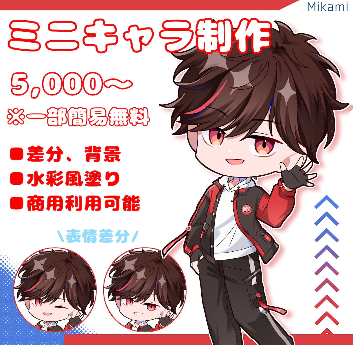 2,5等身のミニキャラを描きます 水彩風の塗りにも対応可能です。様々な用途によって制作します イメージ1