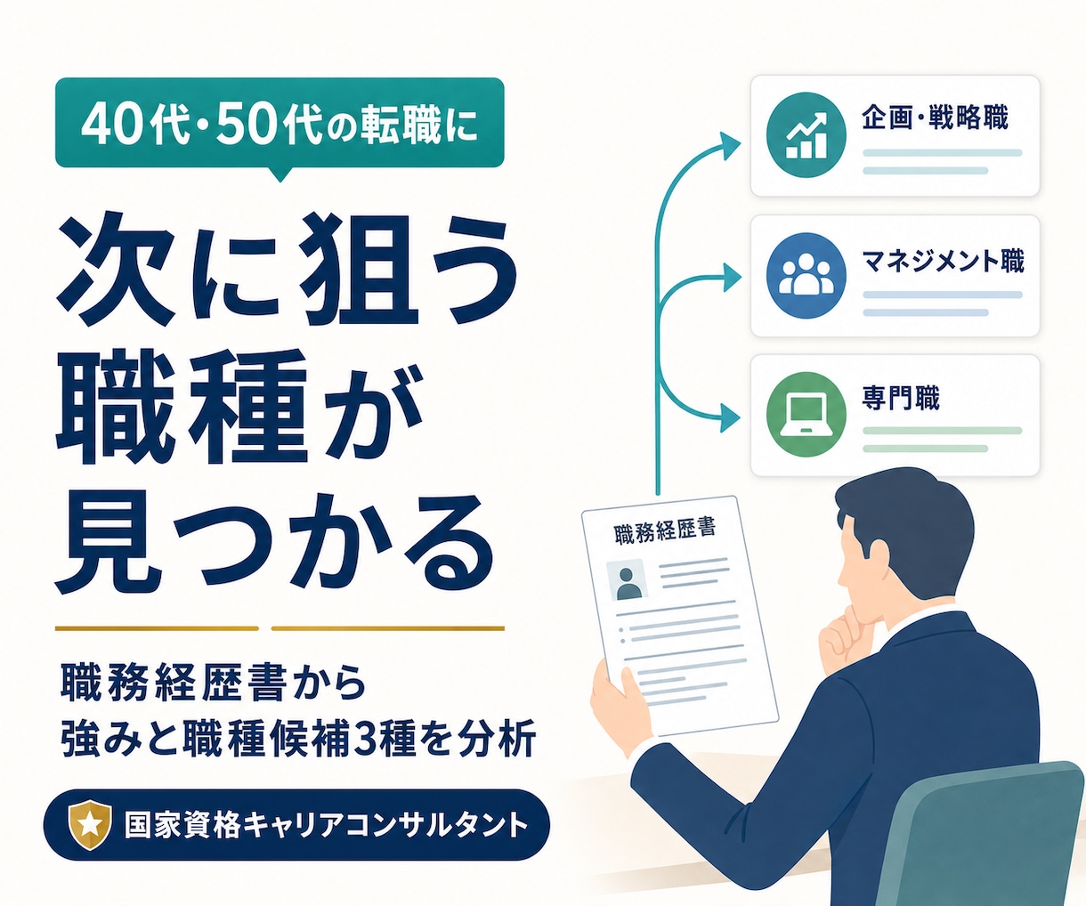 あなたに合う仕事を職務経歴書から探します 経験・強みから、狙う職種と求人検索ワードを提案 イメージ5