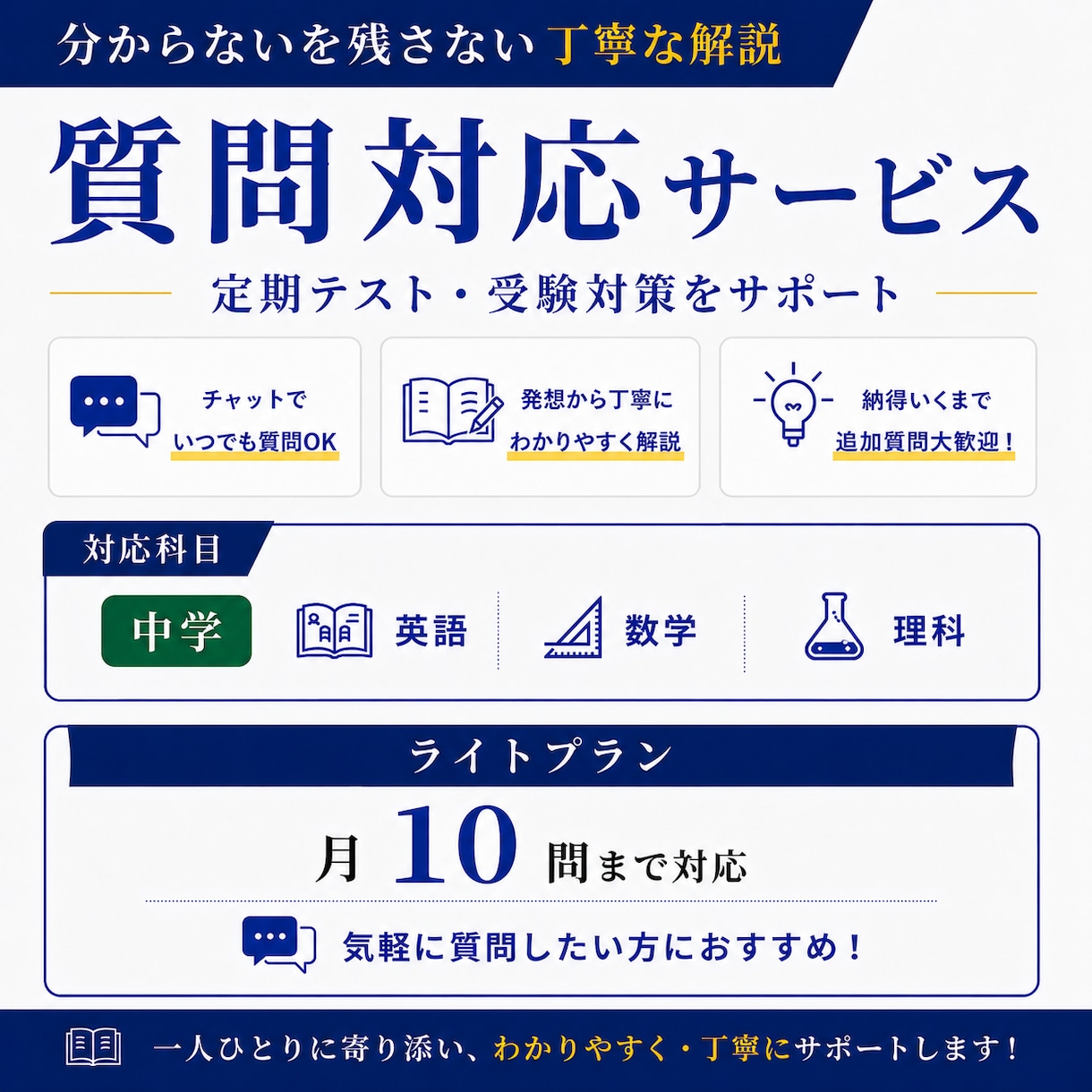 中学生の質問にチャットでお答えします 【ライトプラン】中学生の質問対応 イメージ1