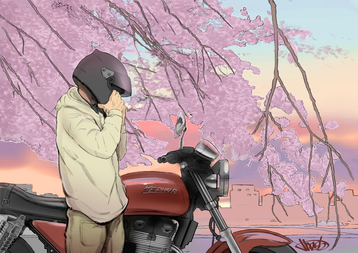 元バイクデザイナーが愛車との思い出を描きます 印刷・額装までお任せ。届いてすぐ飾れる一枚に イメージ6