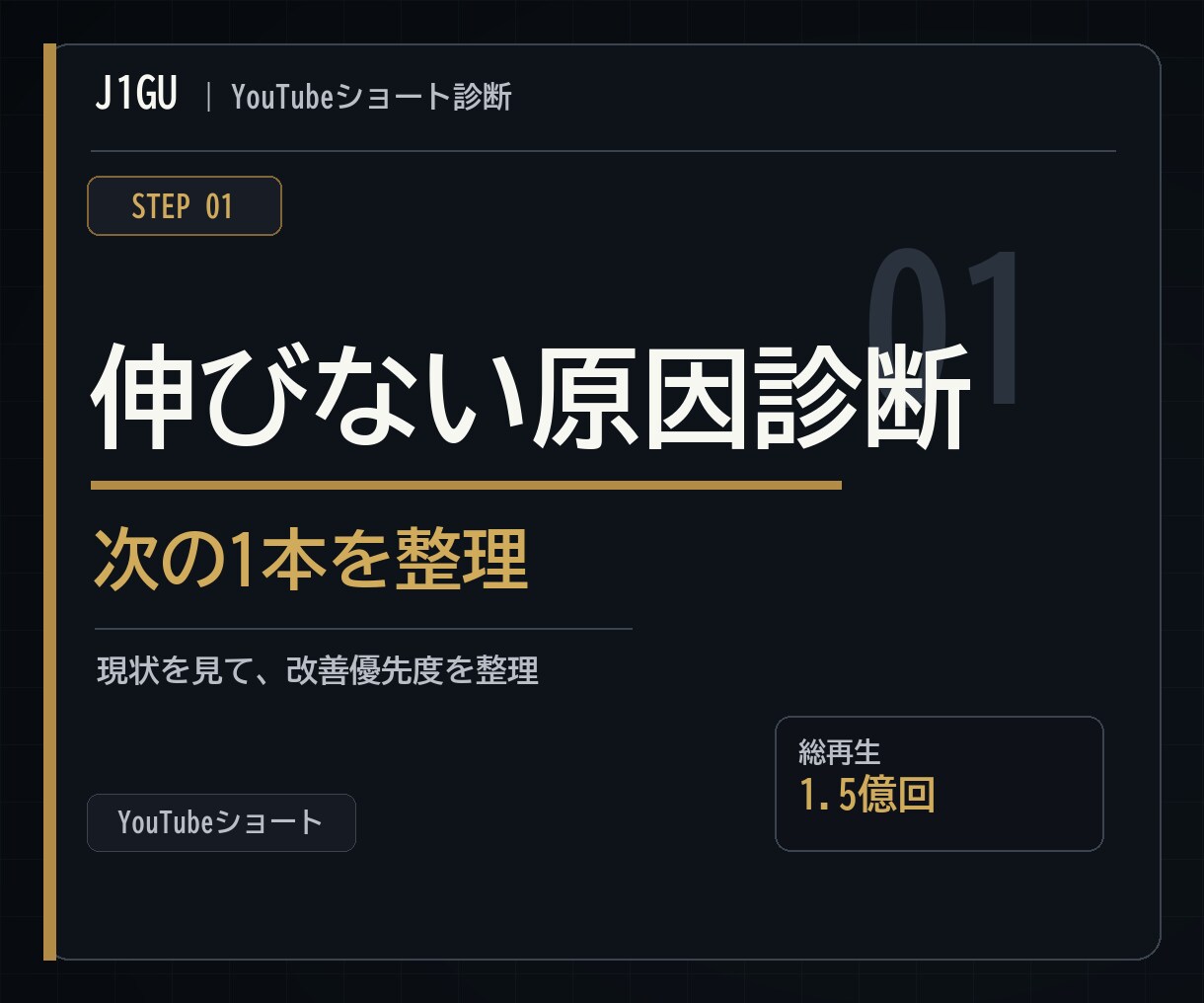 YouTubeショートが伸びない原因を診断します 伸びない理由を言語化し、次の1本を整理します イメージ1