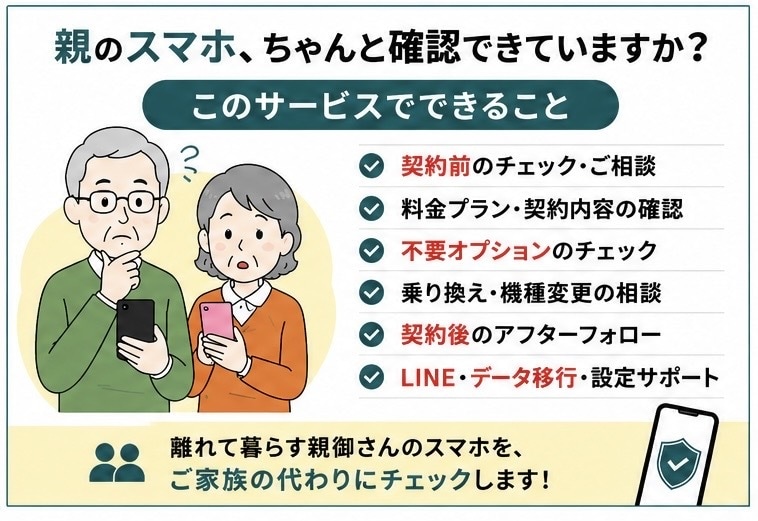 携帯契約を見直します 親の契約もOK！元販売員が第三者目線で確認します イメージ1