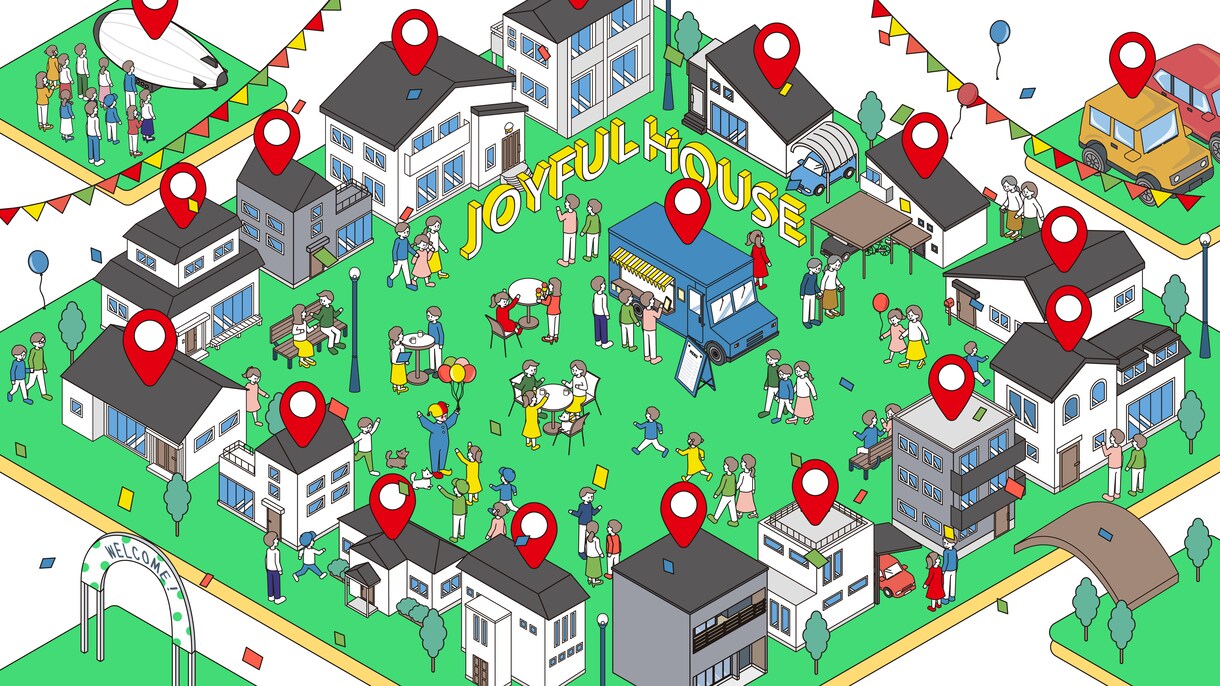 住宅展示場のイラストをわかりやすく魅力を伝えます 住宅展示会・モデルハウスイベント・街づくりプロジェクトに イメージ1