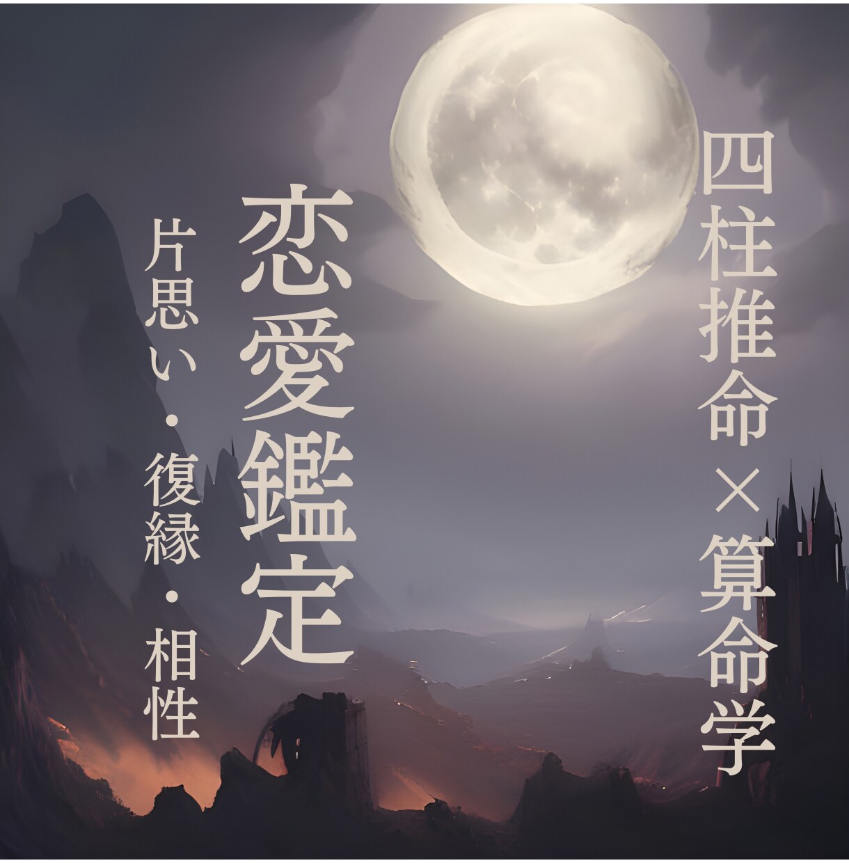 四柱推命×算命学であなたと相手との縁を読み解きます 片想い•複雑な関係•相性の迷いに、命式から月明かりを照らす イメージ1