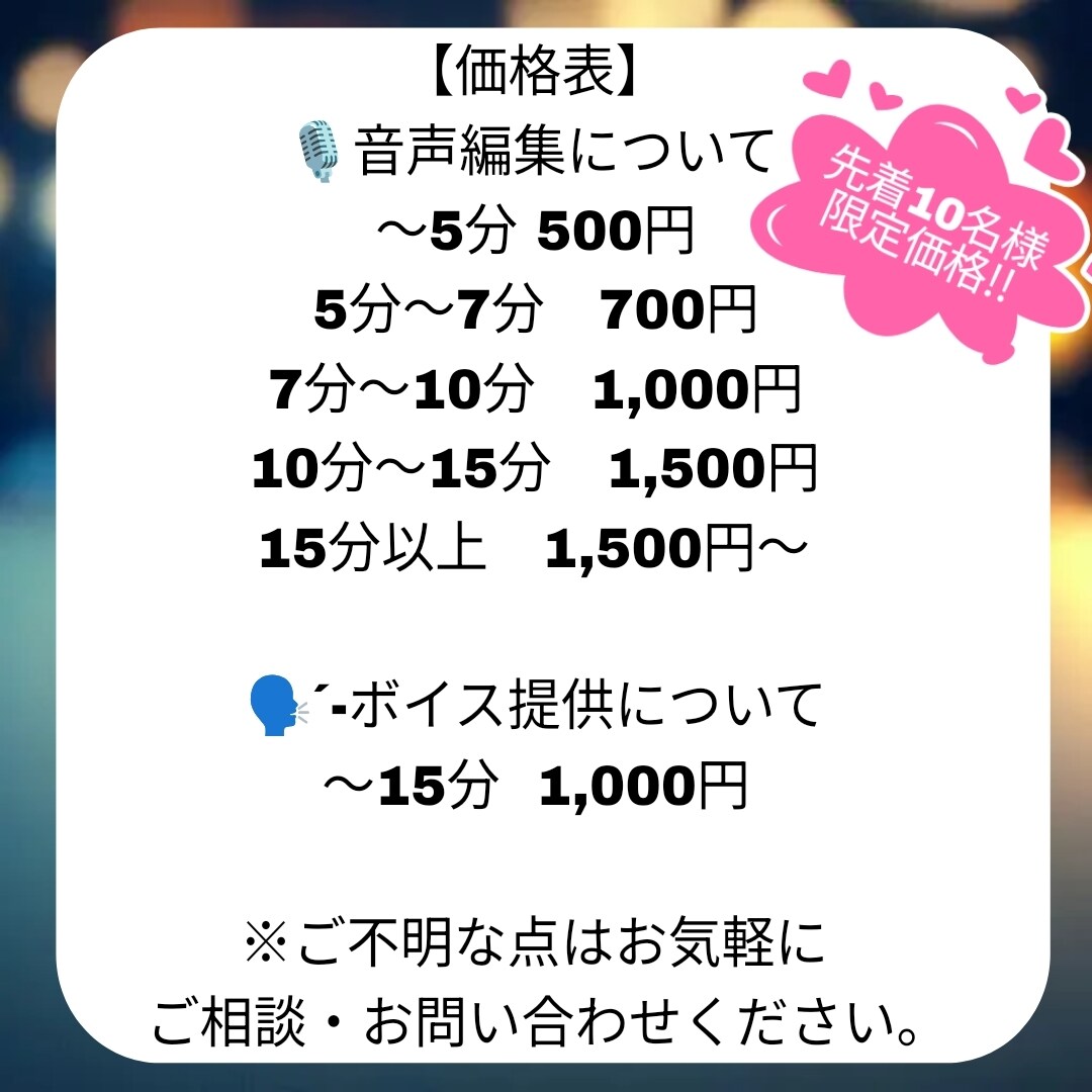 声劇・ボイスドラマの音声編集承ります 実績作りのため期間限定価格でのご提供！雰囲気作り大切にします イメージ3