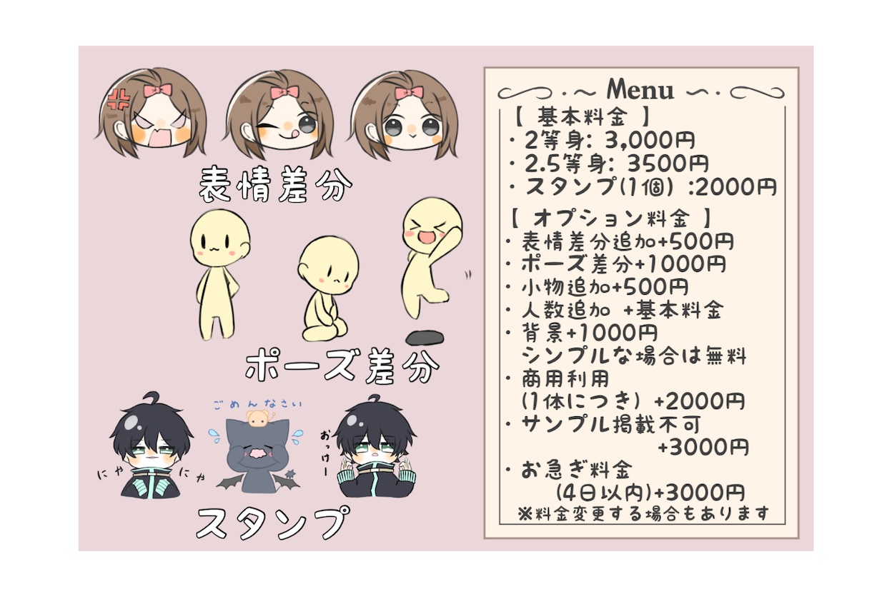 ふんわり可愛いミニキャラ・SDイラスト描きます 人物・動物なんでもOK。アイコン、グッズにおすすめです！ イメージ4