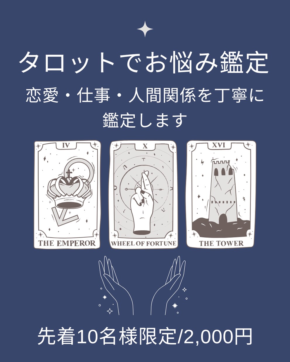 タロット占いで恋愛や仕事の悩みを具体に鑑定します お試し用に!恋愛・仕事・人間関係を鑑定します イメージ1