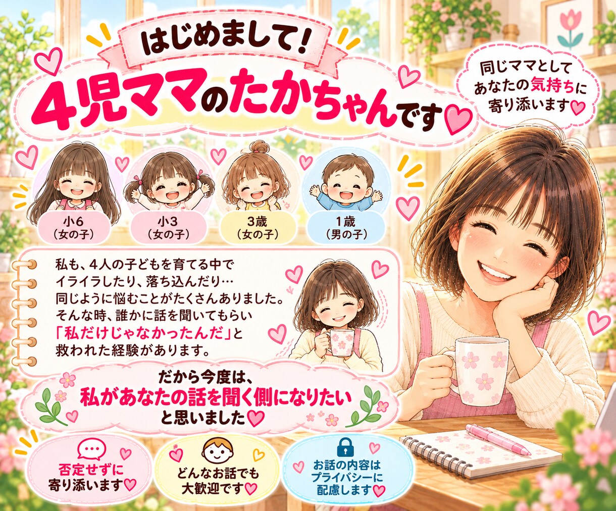 ママの愚痴や悩み、30分チャットで聞きます 4児ママが否定せず、あなたの本音に寄り添います♡ イメージ4