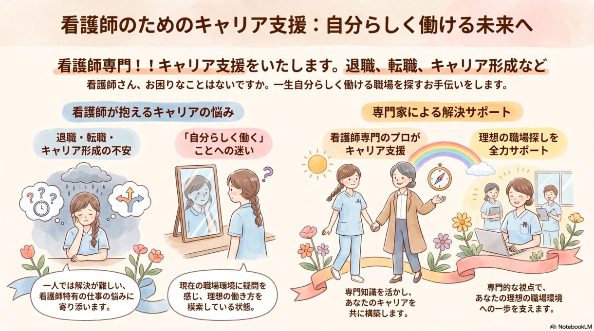 看護師さんのキャリアを支援いたします 看護師，看護教員のキャリアコンサルタントです イメージ1