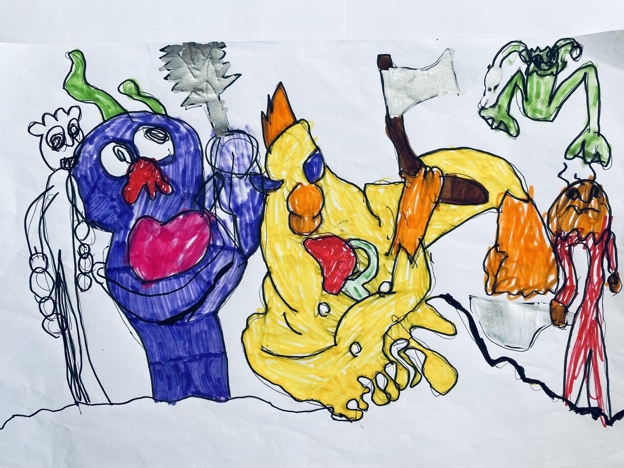 6歳児が希望の絵を描きます 送ってもらった画像を6歳児の感性でお絵描きします イメージ3