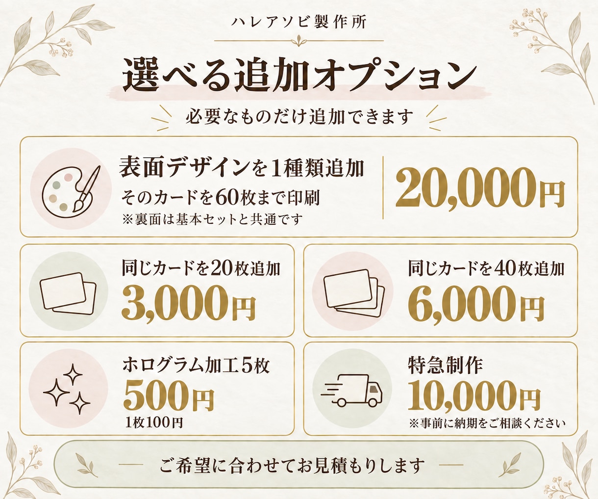 世界に一つの結婚式用オリジナルカードを作成します オーダーデザイン！印刷・裁断・角丸まで行い、完成品でお届け！ イメージ3