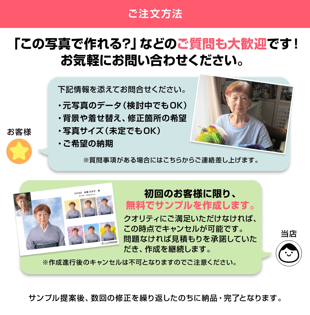終活中やリニューアルに！遺影写真をお作りします 15,000件以上の実績を持つプロにおまかせください。 イメージ8