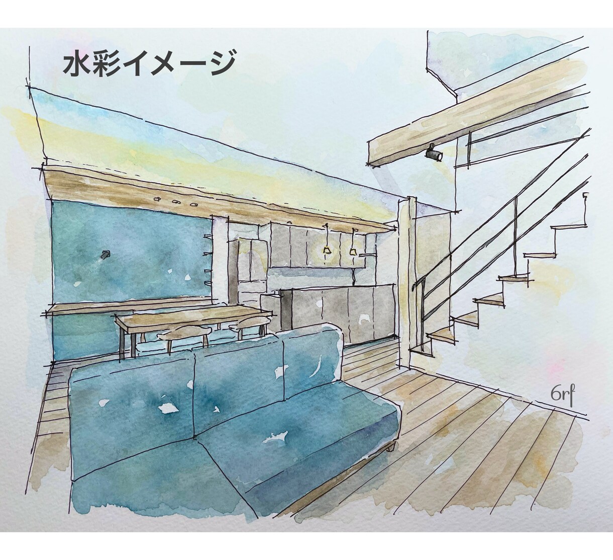 水彩やコピックで内観（外観）パースを描きます 建築士イラストレーターがイメージを形に イメージ2