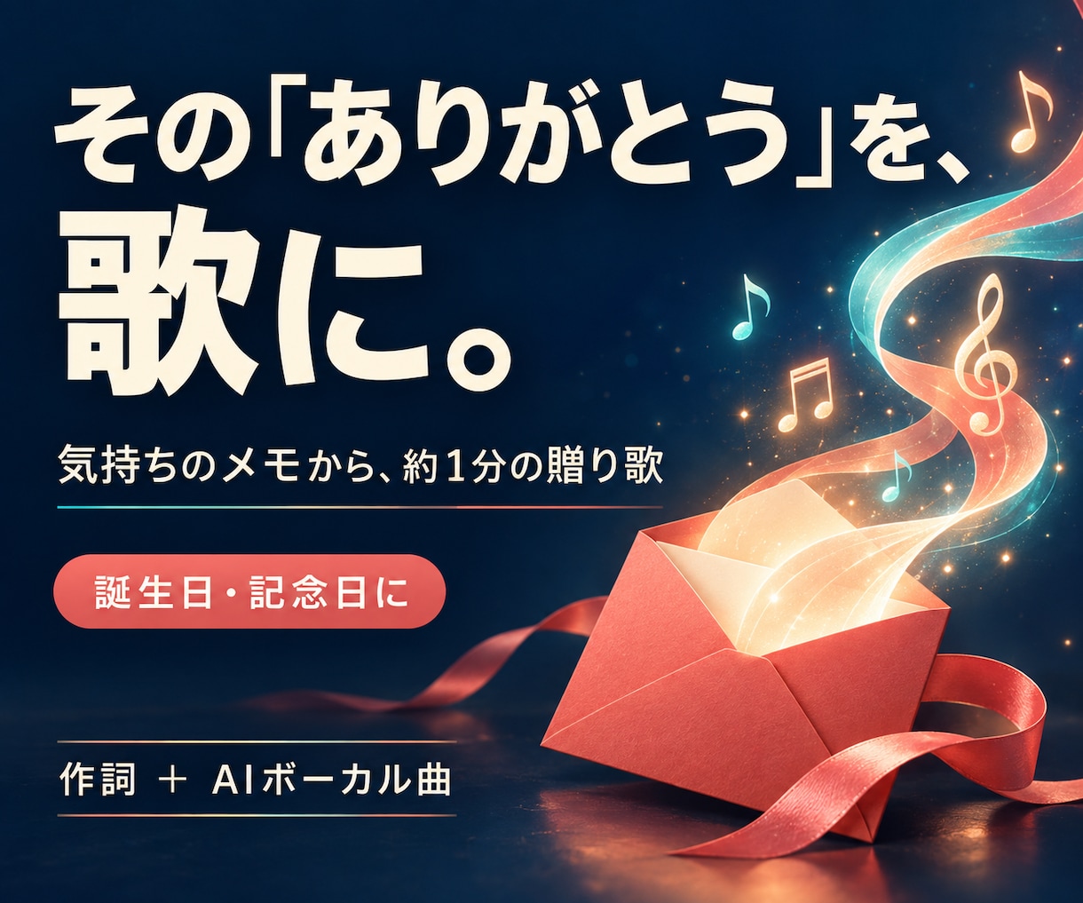 言えなかった気持ちを、約1分の歌にします 誕生日や記念日に。気持ちのメモから作る贈り歌 イメージ1