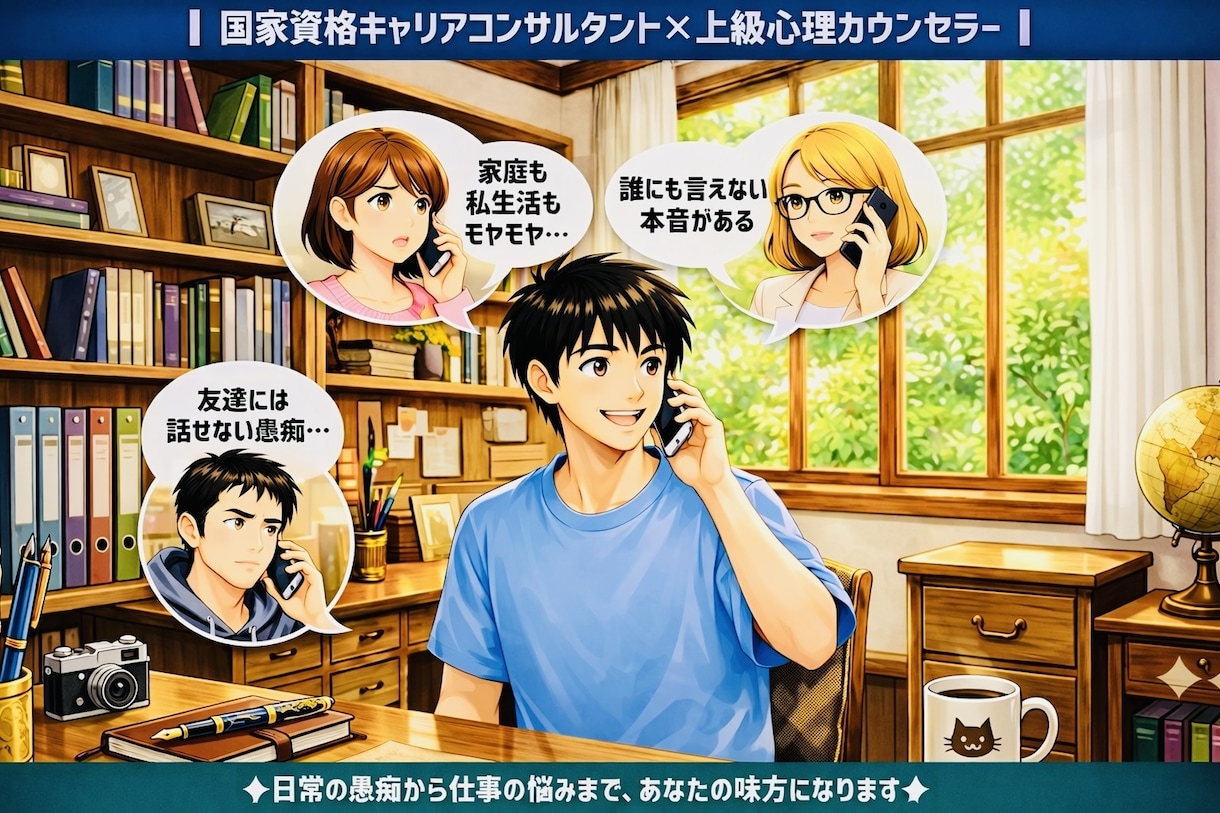 心がバテた時にプロが心のモヤモヤに寄り添います ✦秘密厳守✦張り詰めた心の糸をのんびり解きほぐします イメージ1