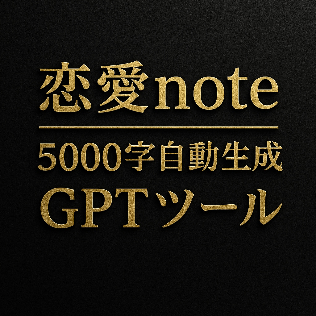 恋愛noteを自動で5000字生成します テーマ入力だけのGPTツールをお渡しします。 イメージ1