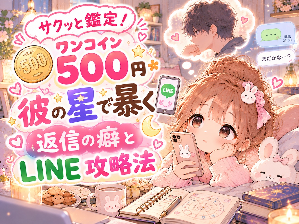 ワンコイン500円＊彼の星で暴くLINE攻略します 既読スルーの理由は？星座から暴く彼の連絡ペースと返信のコツ イメージ1