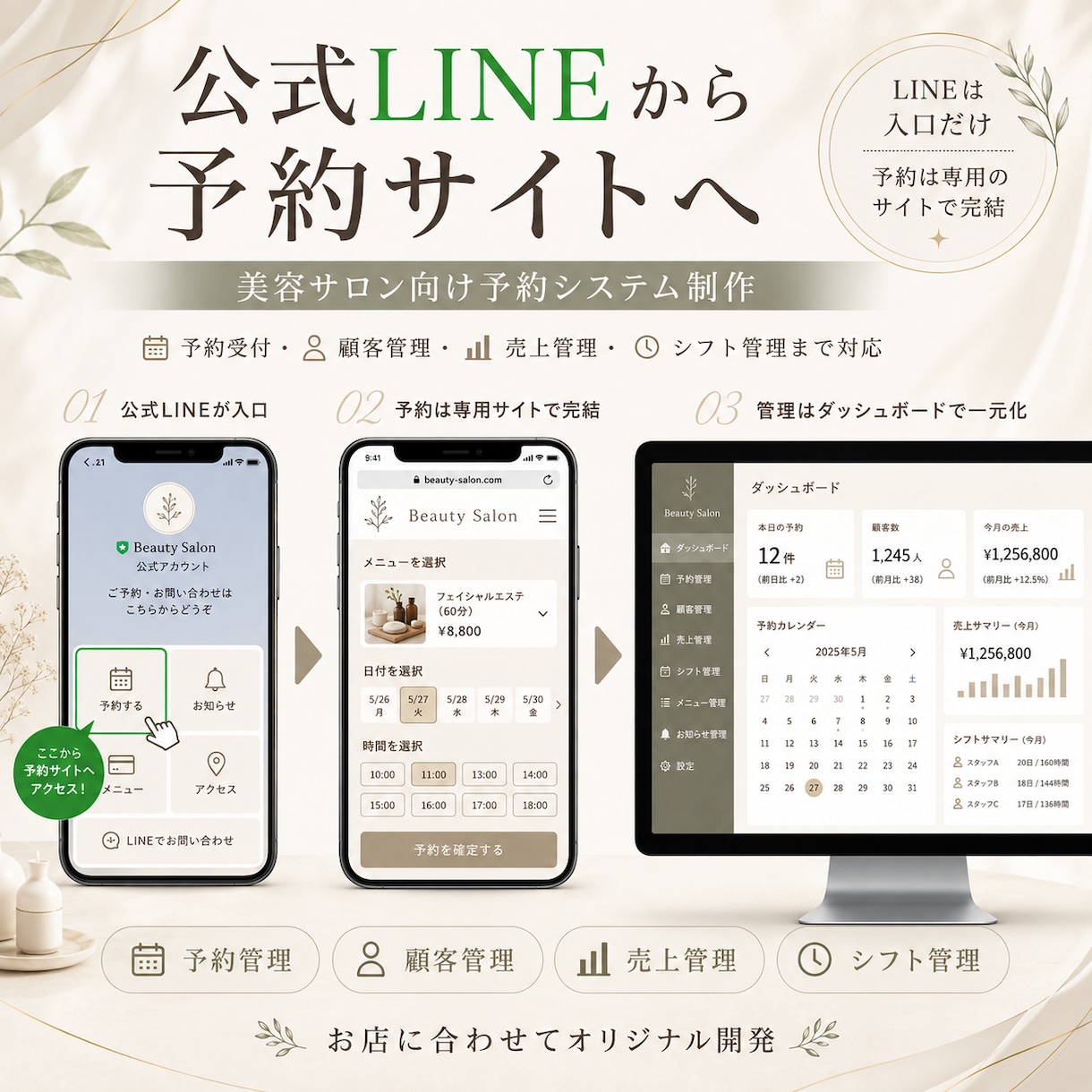 サロン向け予約システムを制作します 公式LINEから予約できるシステムを制作します イメージ1