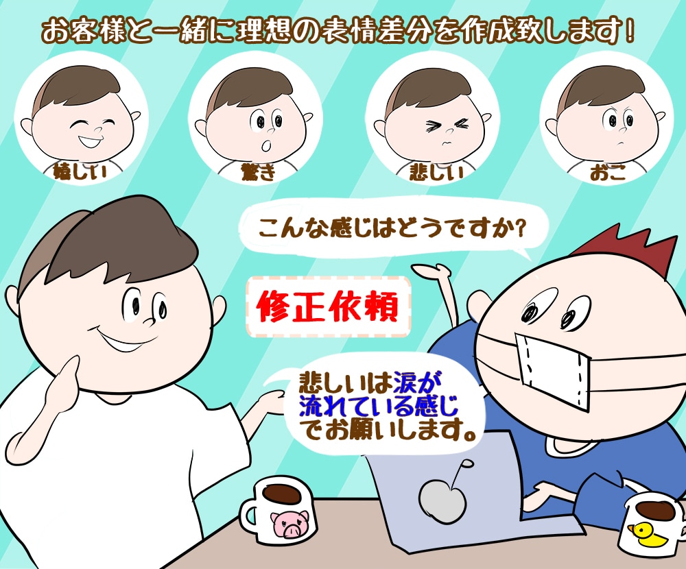 アイコン購入者限定!!表情を数種類作ります LINEやTwitter、インスタやブログなどのアイコンに！ イメージ3