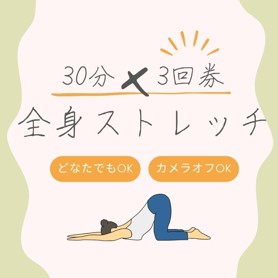 30分×3回券のセット！全身ストレッチをします どなたさまも大歓迎｜早朝・深夜も対応可能 イメージ1