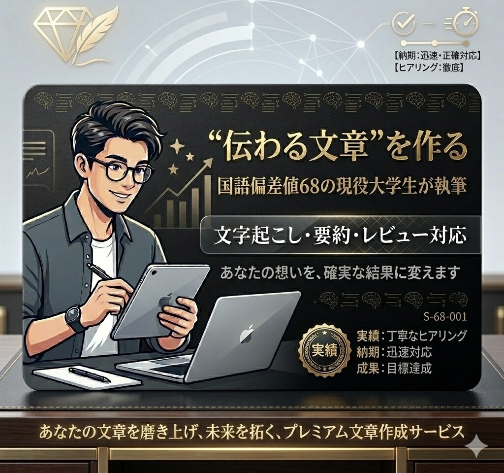 初心者ですが誤字チェックを徹底して丁寧に行います 大学生なので時間があります。迅速に対応させて頂きます。 イメージ1