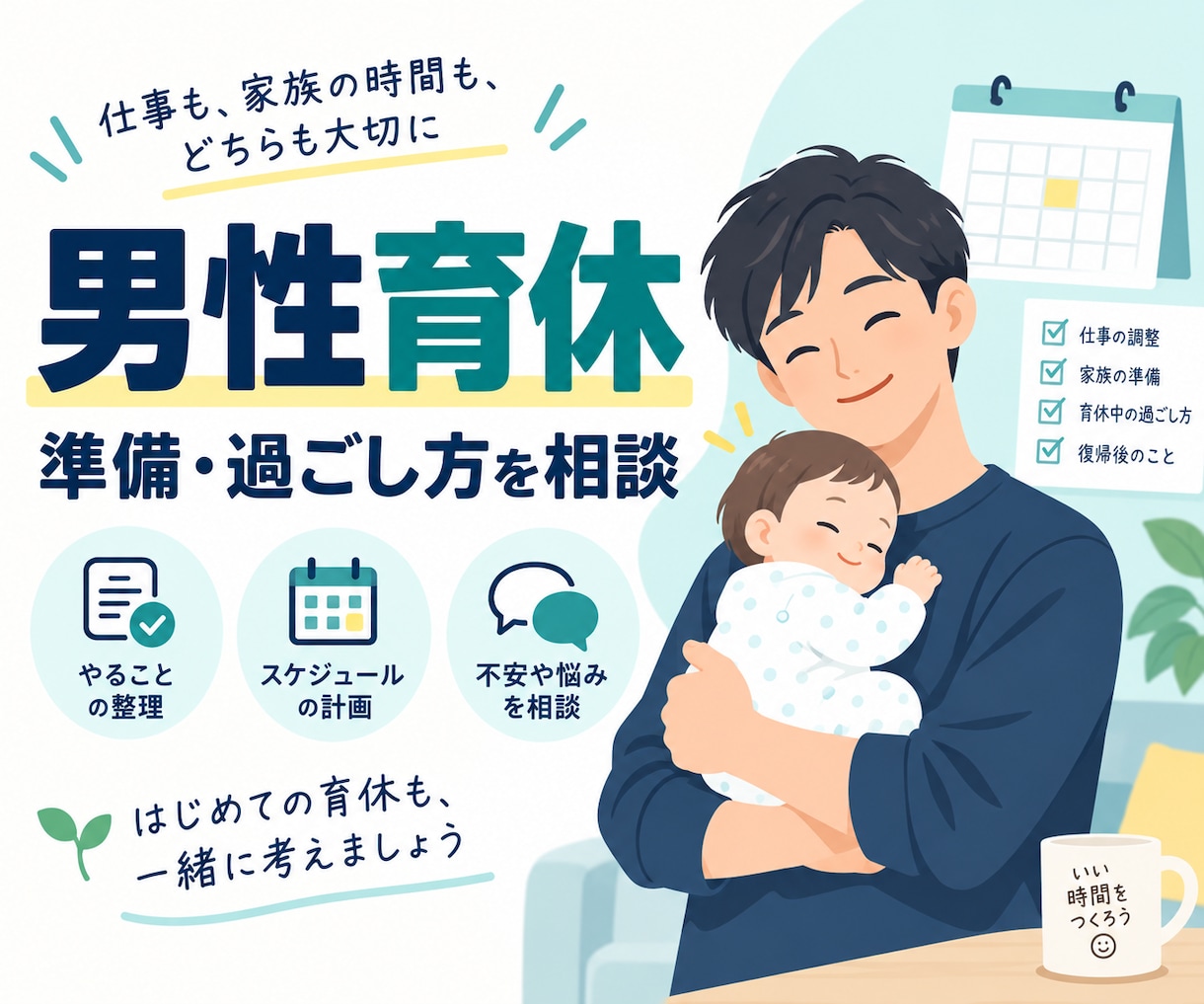 男性育休の準備や過ごし方を経験者目線で整理します 3児の父・育休取得経験者がテキストで対応 イメージ1