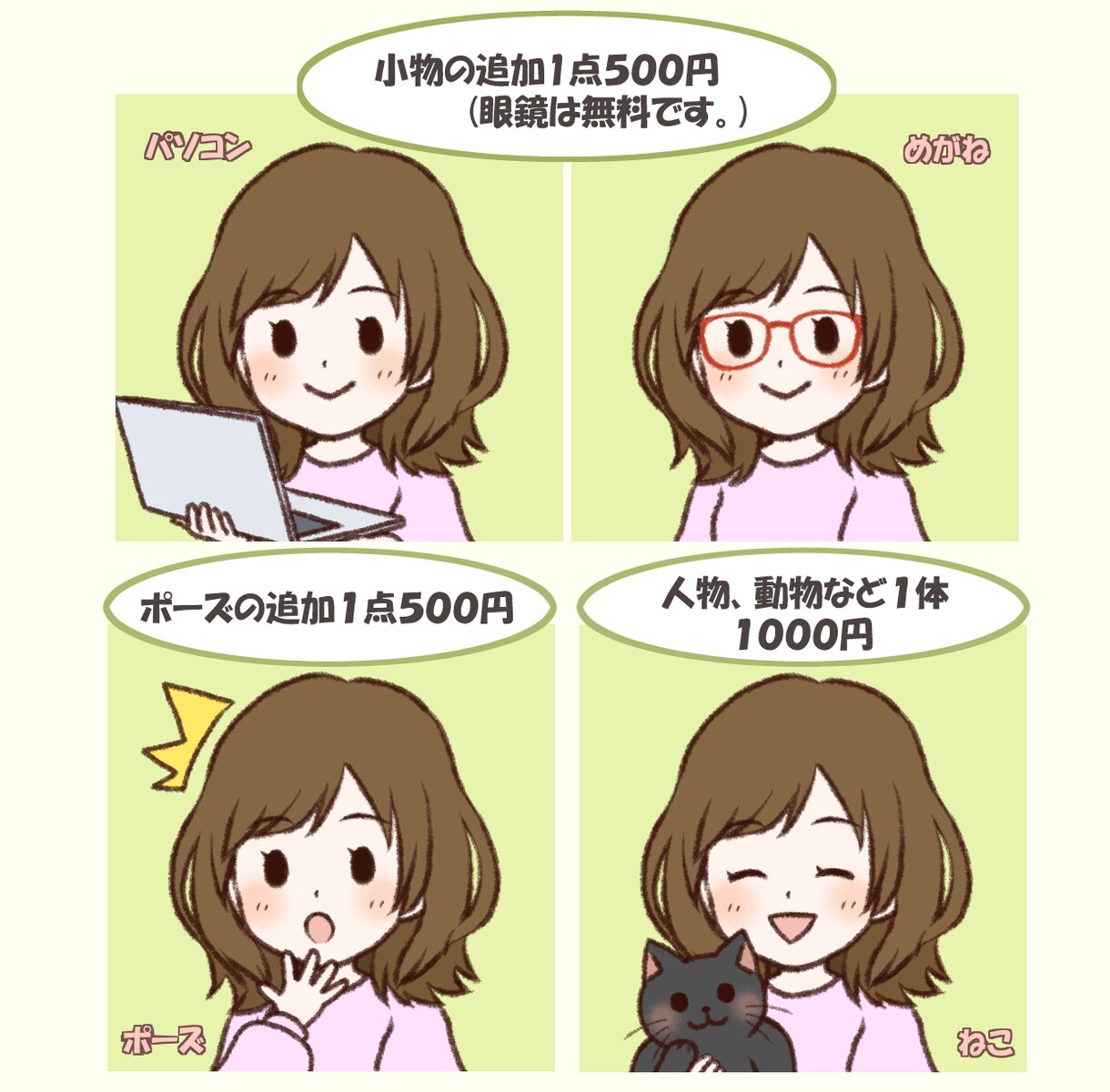 選べる表情４点セット☆ゆるかわアイコン描きます 商用利用OK◎ブログやSNS用に☆ イメージ4
