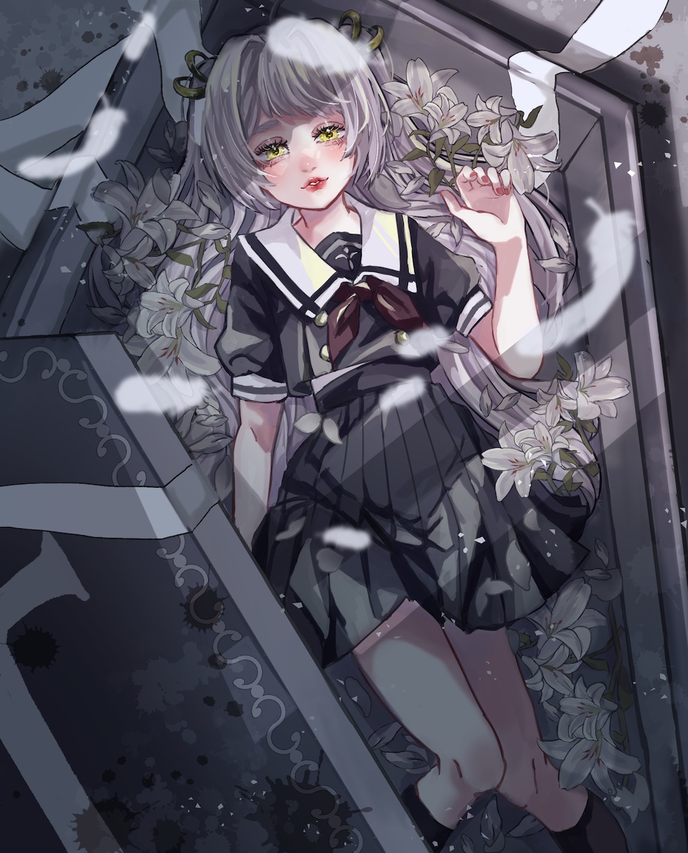 歌ってみたや配信用に！美麗な雰囲気の一枚絵描きます 儚くて印象に残るイラストであなたの活動を引き立てます！ イメージ4