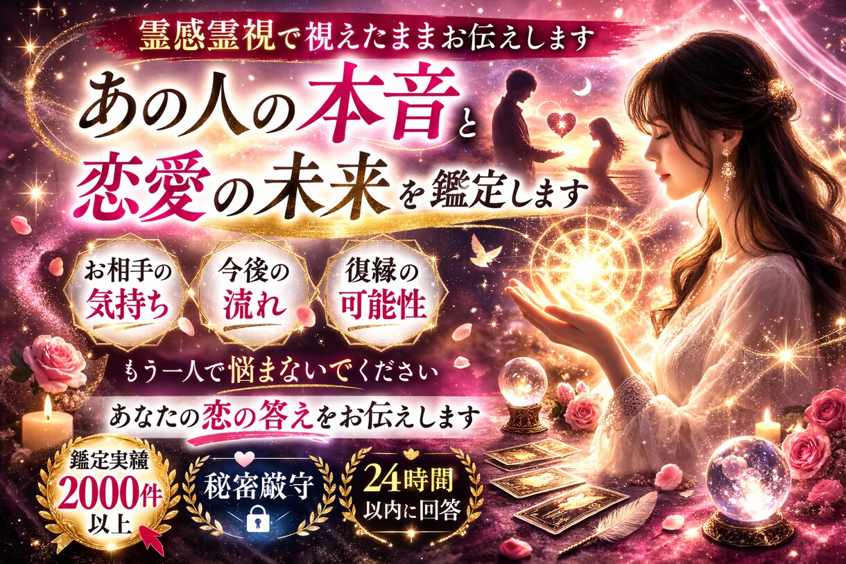 霊感霊視｜あの人の本当の気持ちを占います もう悩まない｜霊感霊視で答えを伝えます イメージ1